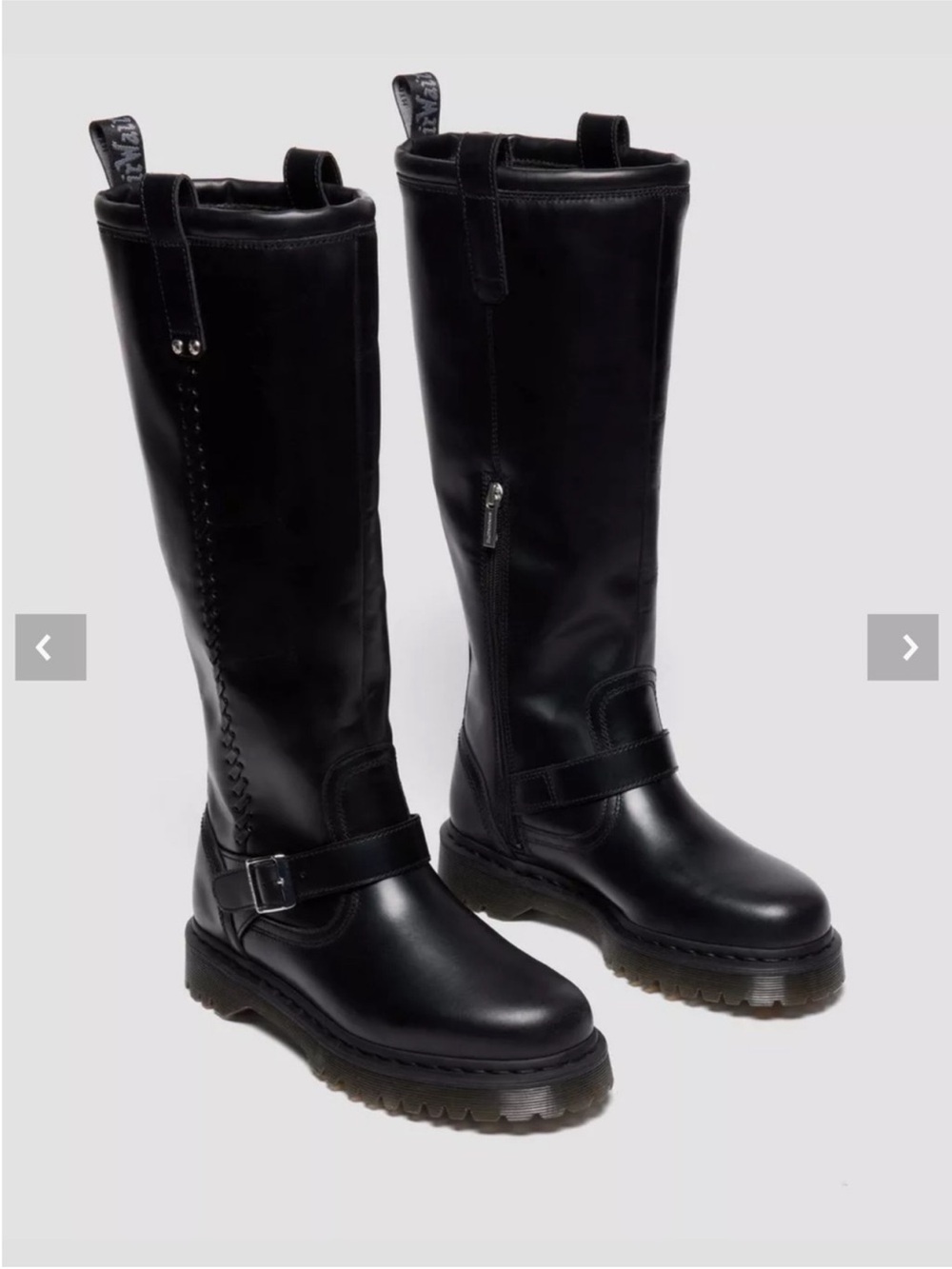 NWOB Dr. Martens Women's Black Tall Leather Buckle Boots size 9 - Picture 3 of 12
